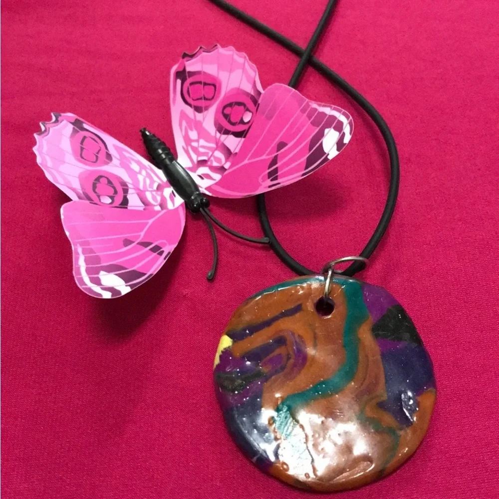 Bohemian Ceramic One of a Kind Handmade Rare Unique Necklace
